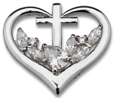 Cross Heart CZ stone necklace