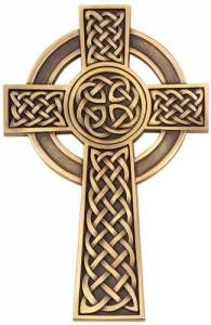 Celtic Cross, Pewter and Antique Gold, 8"