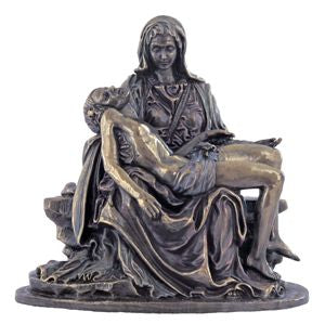 Pieta statue, hand paint bronze