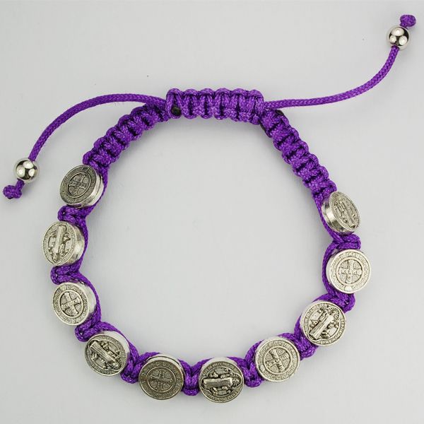 St. Benedict medals purple bracelet