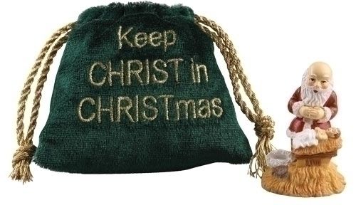 Keep Christ in Christmas statue with pouch