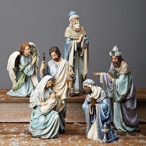 Blue Robe Nativity Figure Set, 5 pcs., 15" tall