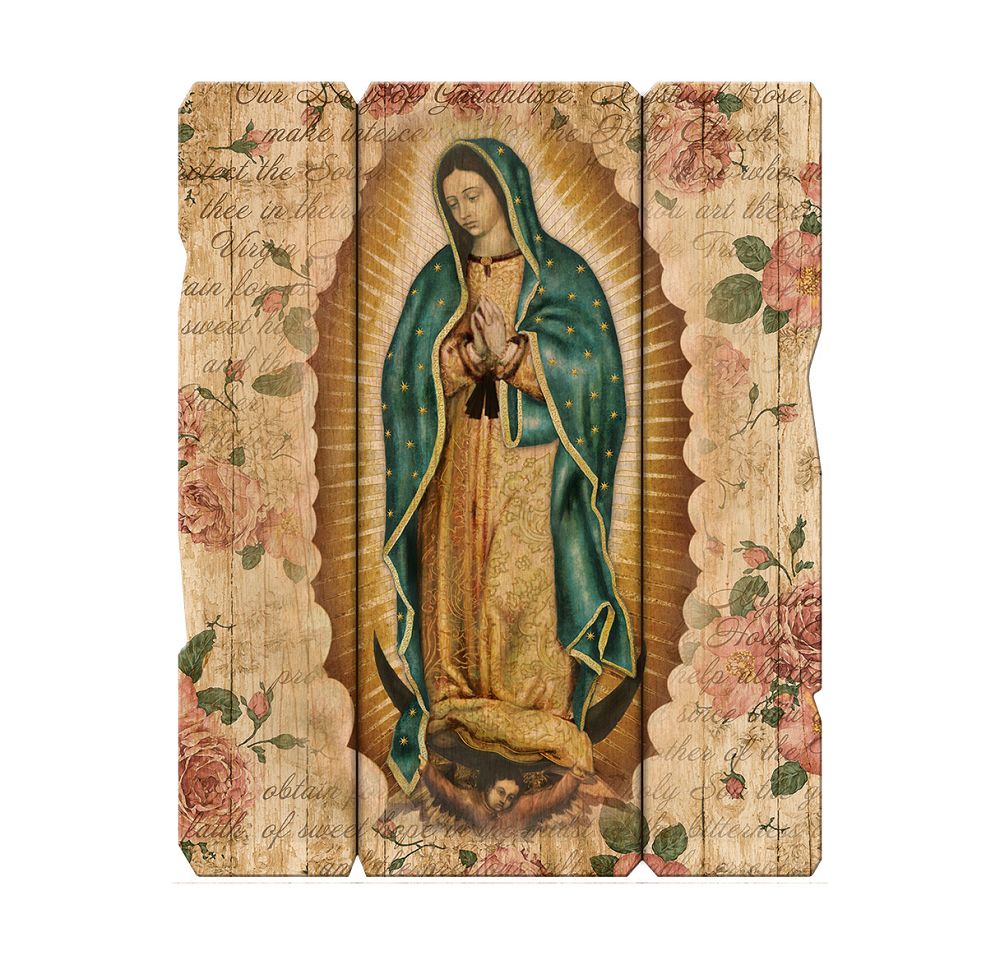 Our Lady of Guadalupe wood panel plaque