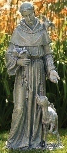 St. Francis with Deer garden statue, 36.5" tall