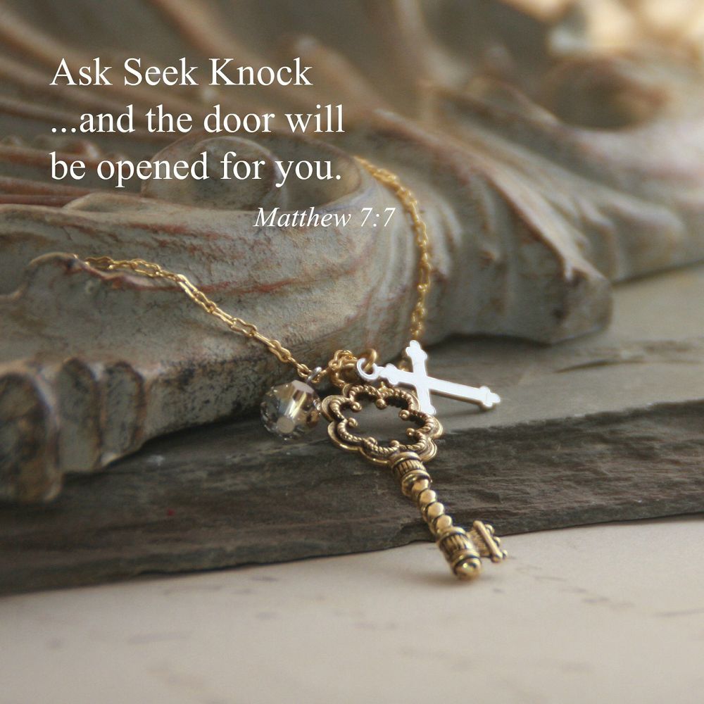 Ask, Seek, Knock key necklace