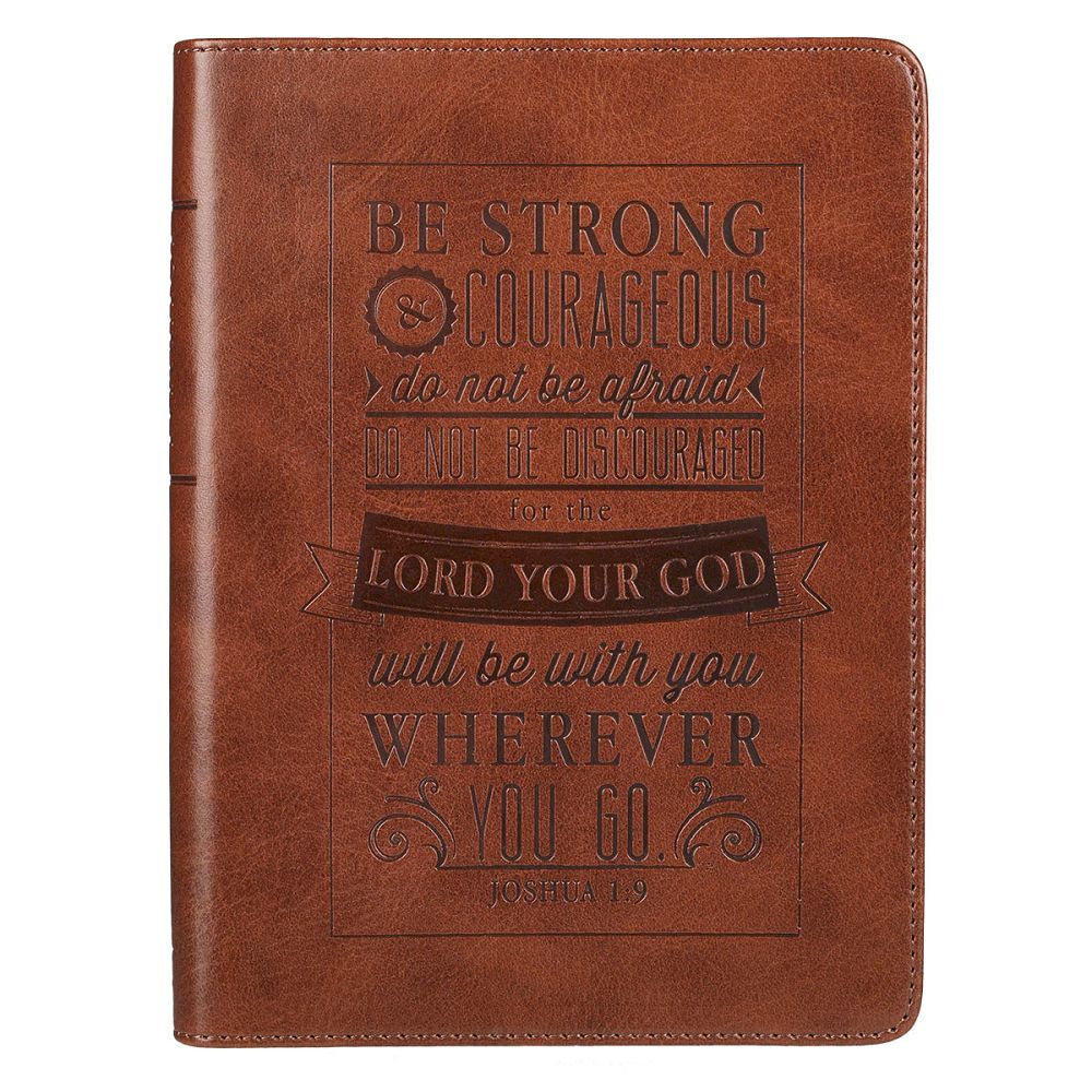 Be Strong & Courageous, leather journal