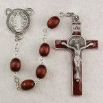 St. Benedict Rosary, 6x8mm oval brown beads