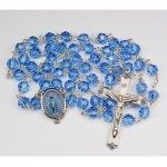 Blue Miraculous Medal 7mm tincut beads Rosary