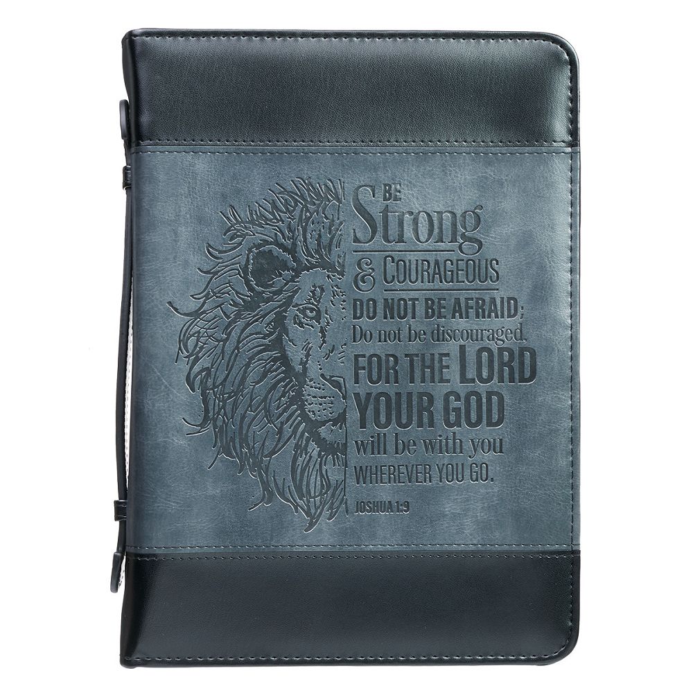 Be Strong and Courageous with a Lion Bible Cover