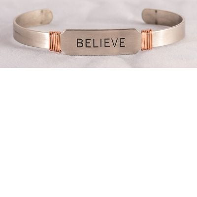 Believe Silver Cuff Bracelet