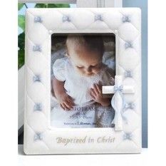 Baptized in Christ photo frame, blue ribbons