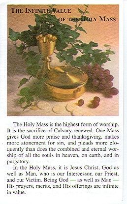 Infinite Value of the Holy Mass