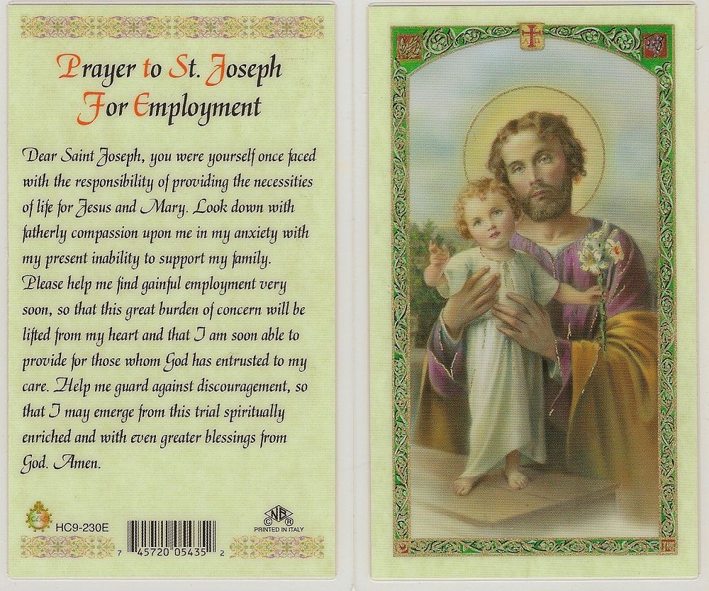 Employment Prayer holy card
