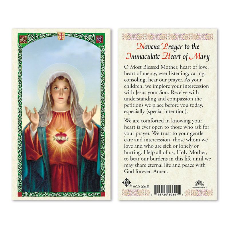 Immaculate Heart of Mary Novena holy card