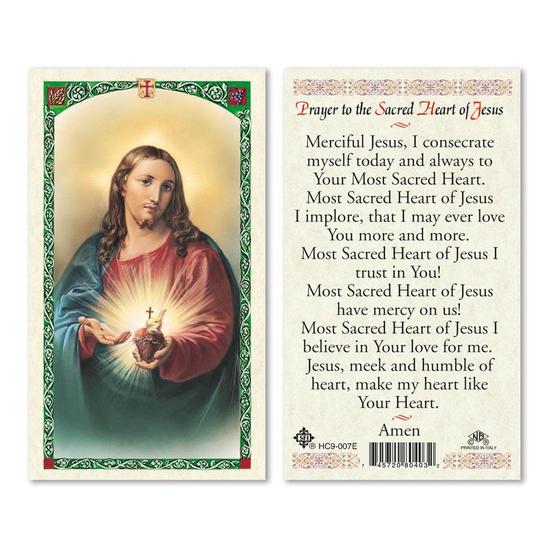 Sacred Heart of Jesus with Heart holy card