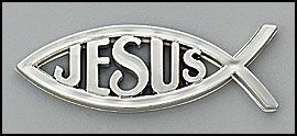 Ichthus emblem w/ Jesus, silver
