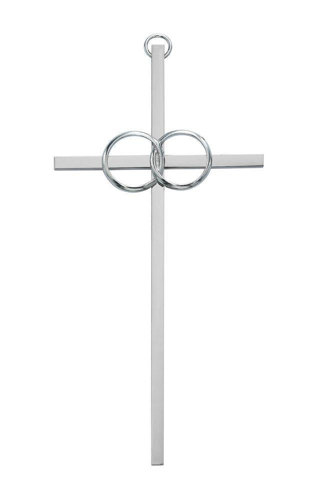 Cana Silver Cross with Rings, 10" tall