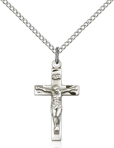 Crucifix medal 00011, Sterling Silver