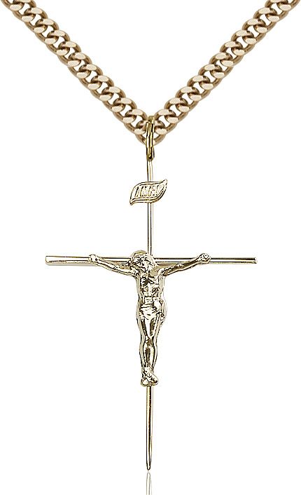 Crucifix medal 0011C2, Gold Filled
