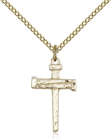 Nail Cross medal 00122, Gold Filled