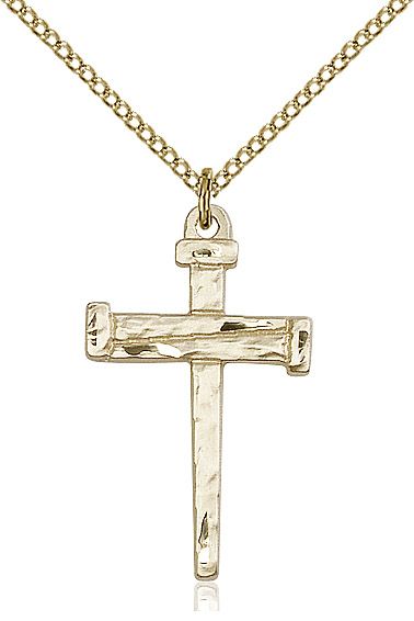 Nail Cross medal 00132, Gold Filled