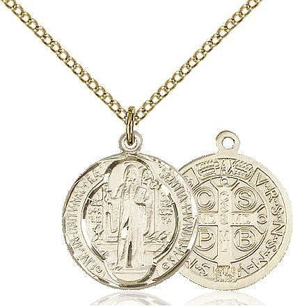 Saint Benedict round medal 0026B2, Gold Filled