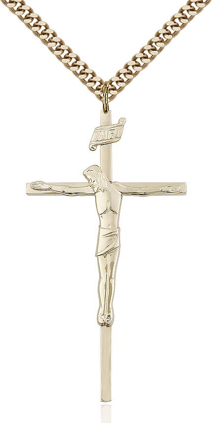 Crucifix medal 00302, Gold Filled