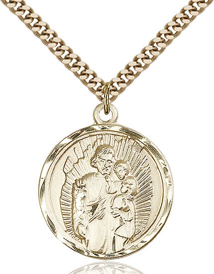 Saint Joseph round medal 0036K2, Gold Filled