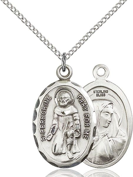 Saint Peregrine medal 0046P1, Sterling Silver