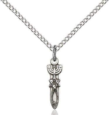 Menorah, Star & Fish medal 00621, Sterling Silver