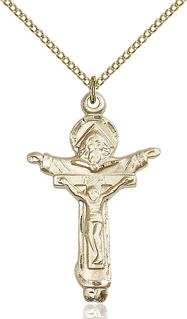 Trinity Crucifix medal 00652, Gold Filled