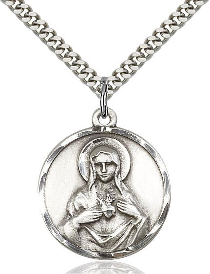 Immaculate Heart of Mary medal 00681, Sterling Silver