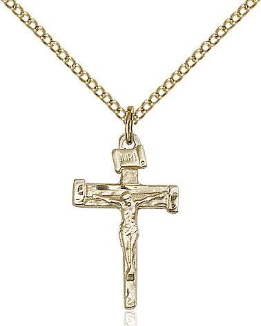 Nail Crucifix medal, Gold Filled
