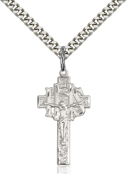 Crucifix IHS medal 00981, Sterling Silver