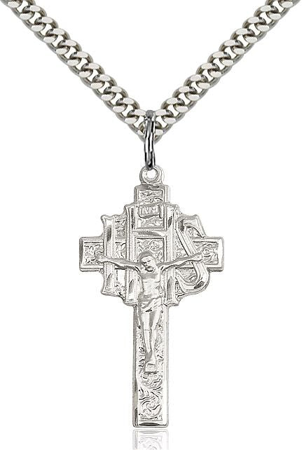Crucifix IHS medal 00991, Sterling Silver