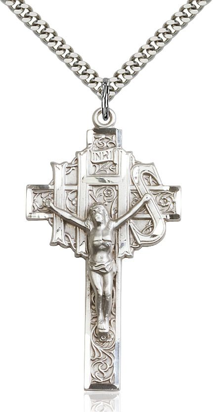 Crucifix medal 01001, Sterling Silver