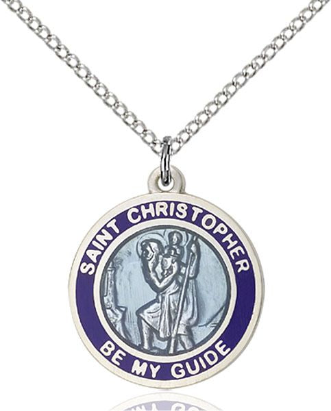Saint Christopher round medal 0192BB1, Sterling Silver
