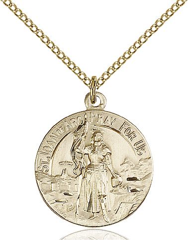 Saint Joan of Arc round medal 01932, Gold Filled