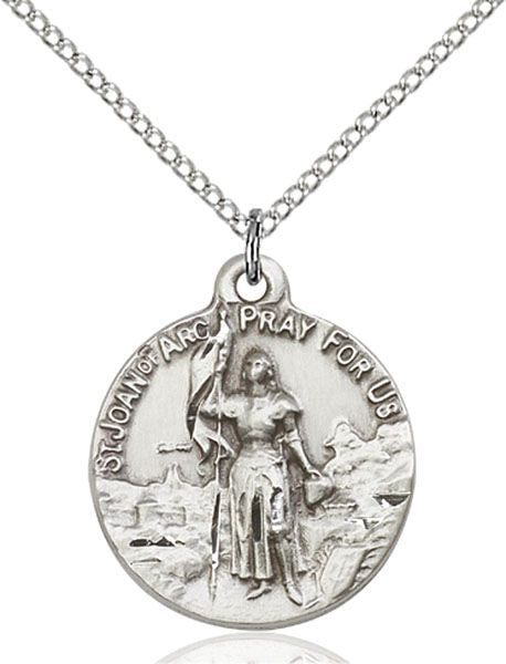Saint Joan of Arc round medal 01931, Sterling Silver