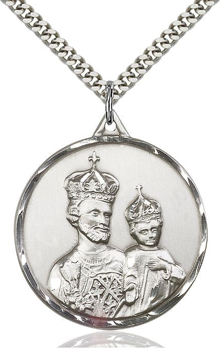 Saint Joseph round medal 0201K1, Sterling Silver