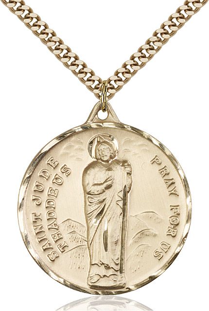 Saint Jude round medal 0203J2, Gold Filled