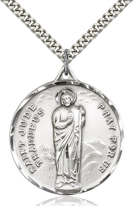 Saint Jude round medal 0203J1, Sterling Silver