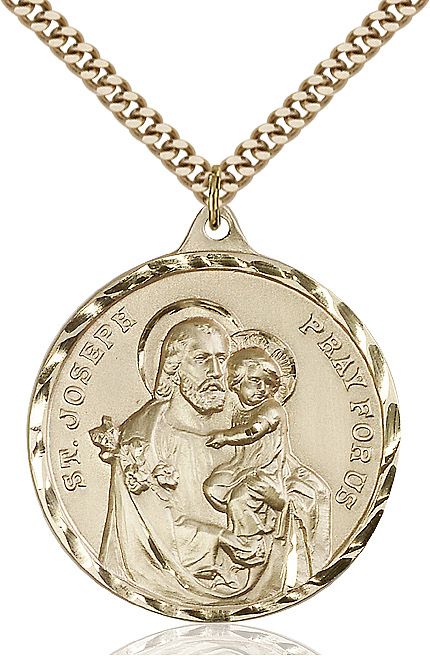 Saint Joseph round medal 0203K2, Gold Filled