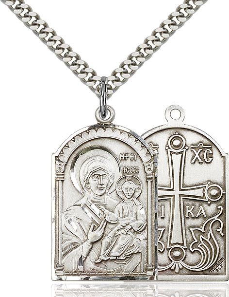 Mother of God medal 02671, Sterling Silver