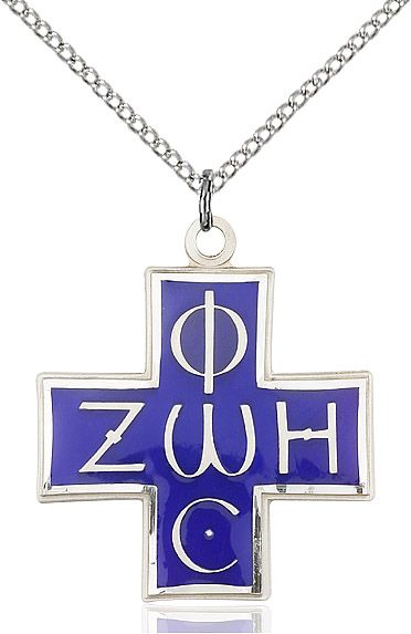 Light & Life medal 0270E1 with blue enamel, Sterling Silver