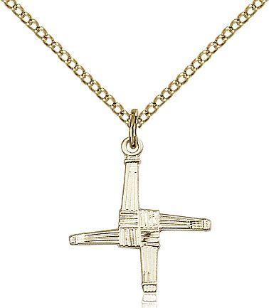 Saint Brigid Cross medal 02902, Gold Filled