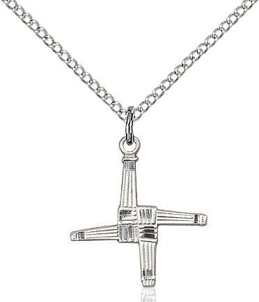 Saint Brigid cross medal 02901, Sterling Silver