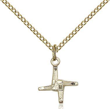 Saint Brigid cross medal 02912, Gold Filled