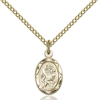 Saint Christopher medal 0301C2, Gold Filled