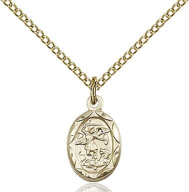 Saint Michael the Archangel medal 0301R2, Gold Filled